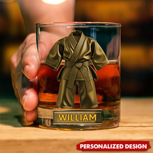 Personalized Black Belt Whisky Glass-Gift For Karate,Jiu-Jitsu,Taekwondo Lover