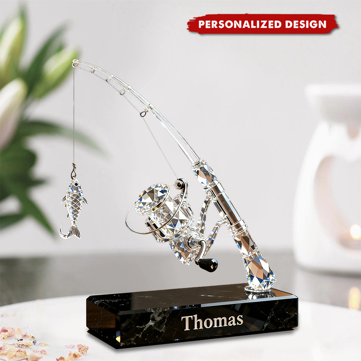 Personalized Fishing Rod Desktop Plaque-Gift For Fishing Lover