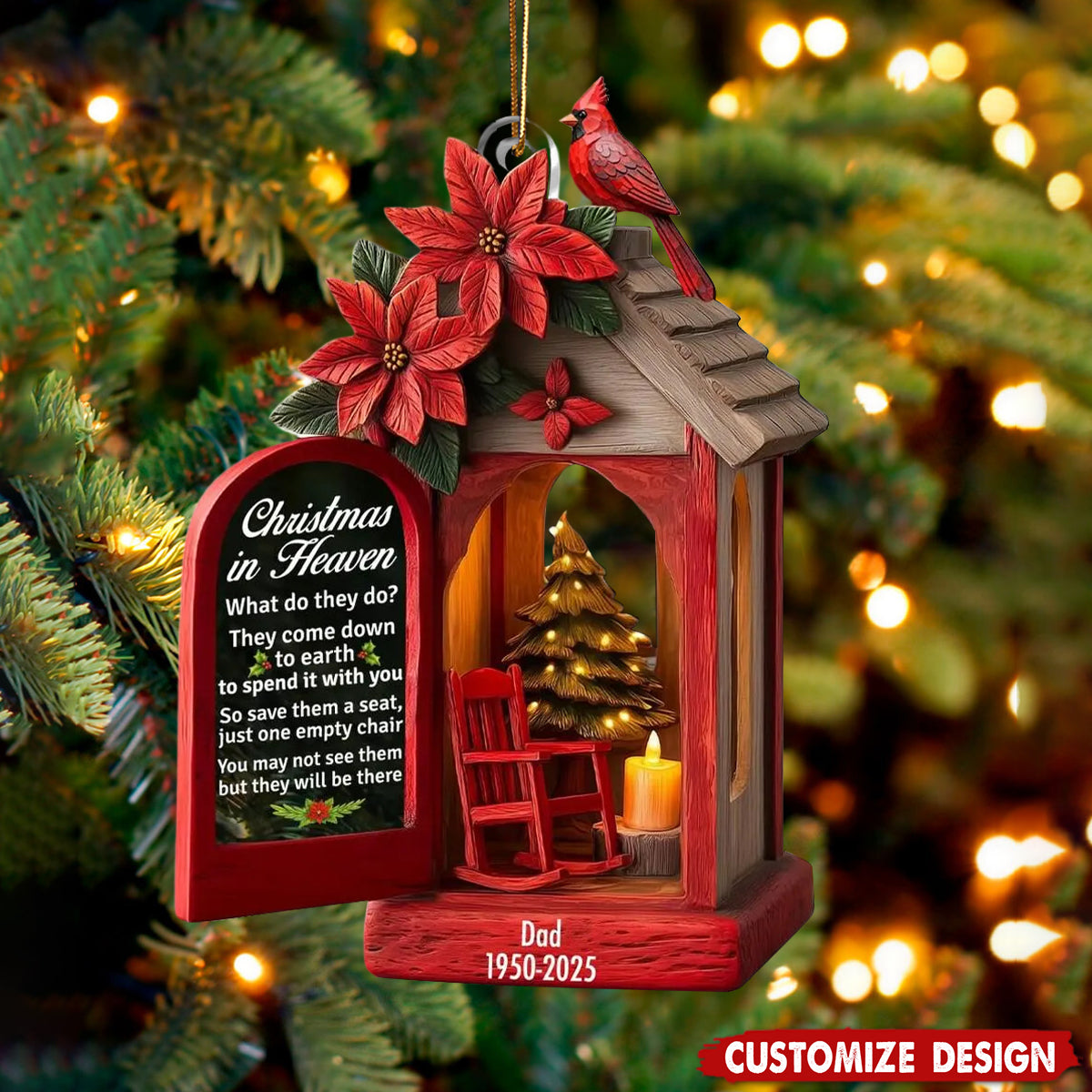 Personalized Cardinal Memorial Christmas Ornament