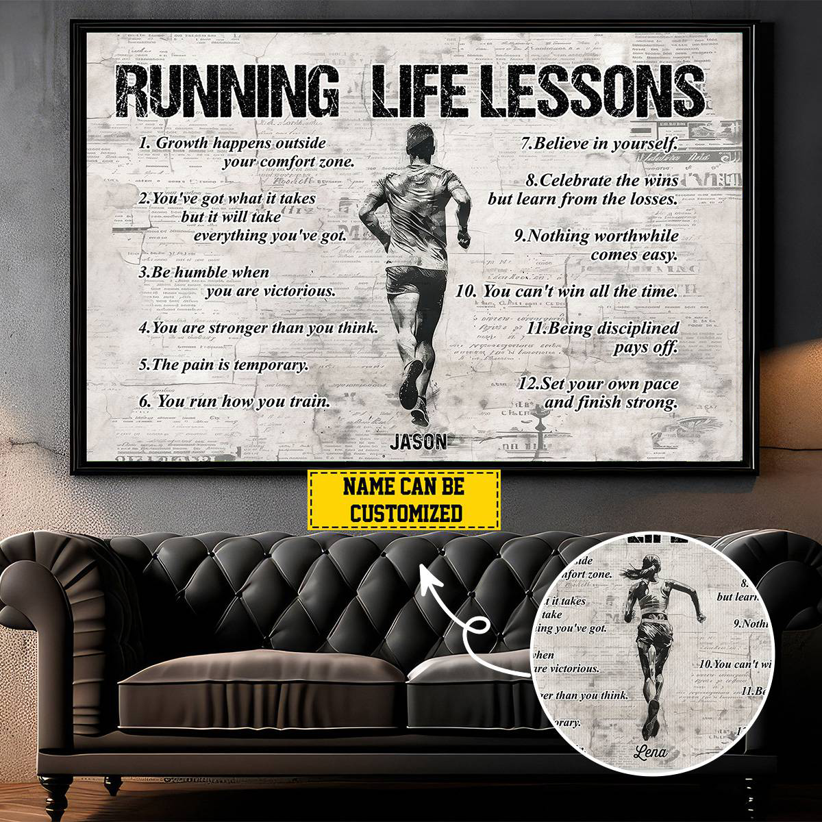 Personalized Running Life Lessons Poster-Gift For Running Lovers - OKBANDS