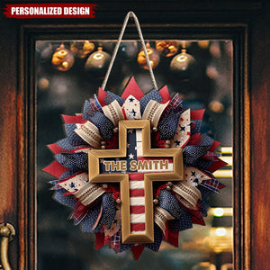 God Bless The American - Personalized Christian Custom Shaped Wood Sign