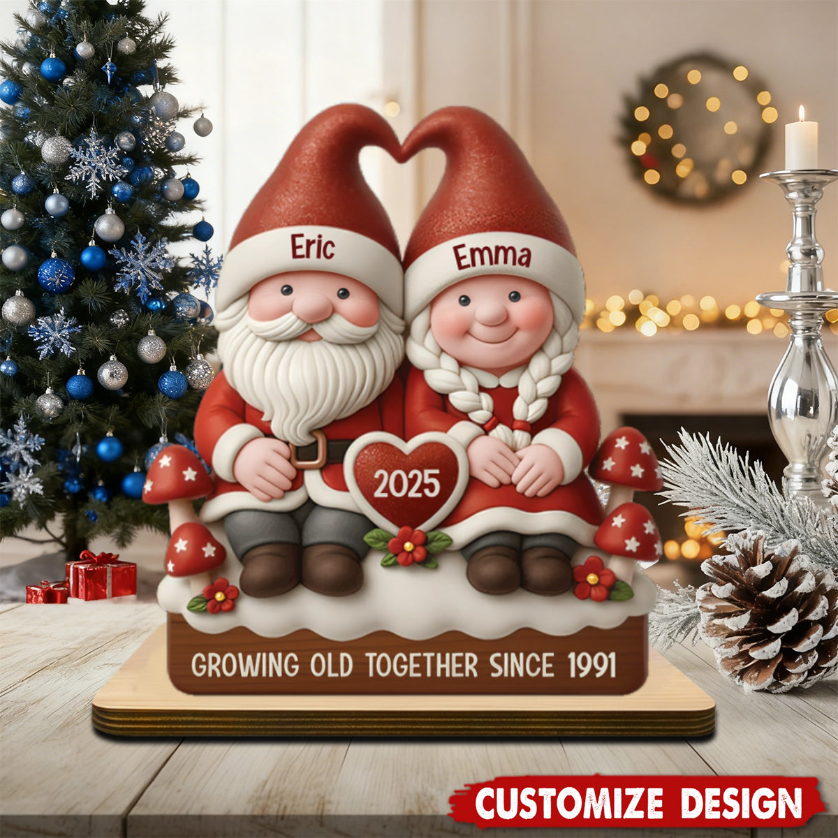 Personalised Wooden Cuople Xmas Plaque - Gift For Couple