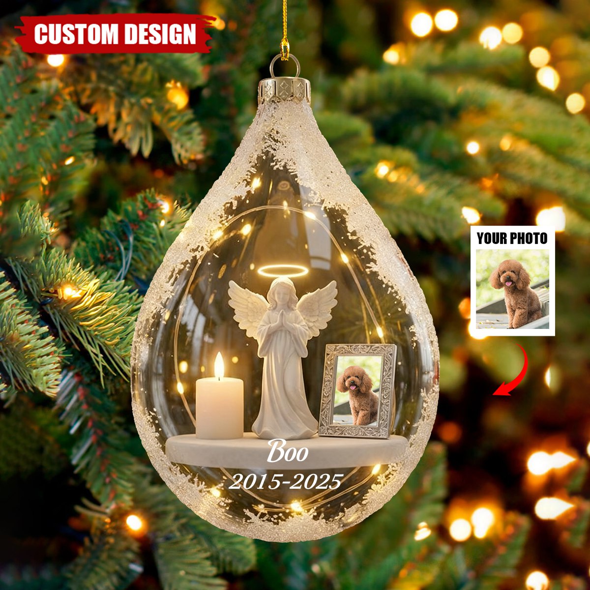 Personalized Angel&Candle Memorial Christmas Ornament – Memorial Gift For Dog Cat Lovers