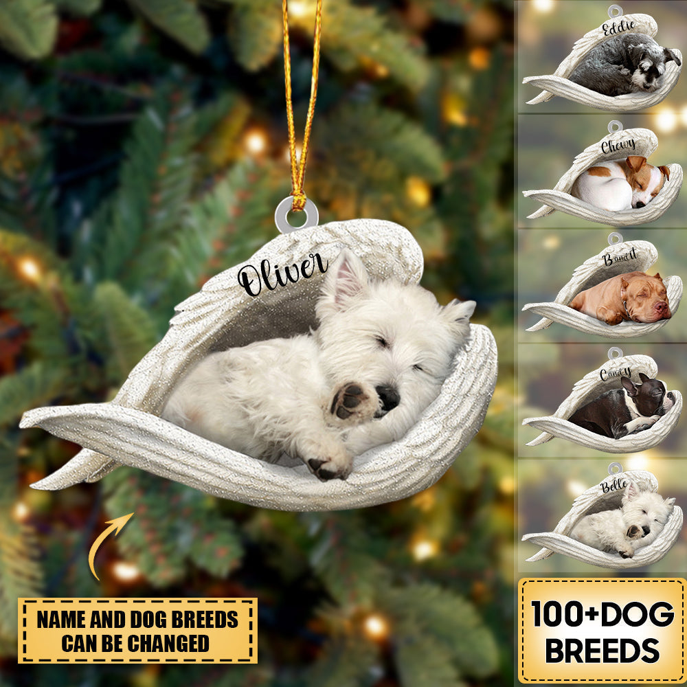 Personalized Dog Sleeping Angel Memorial Ornament
