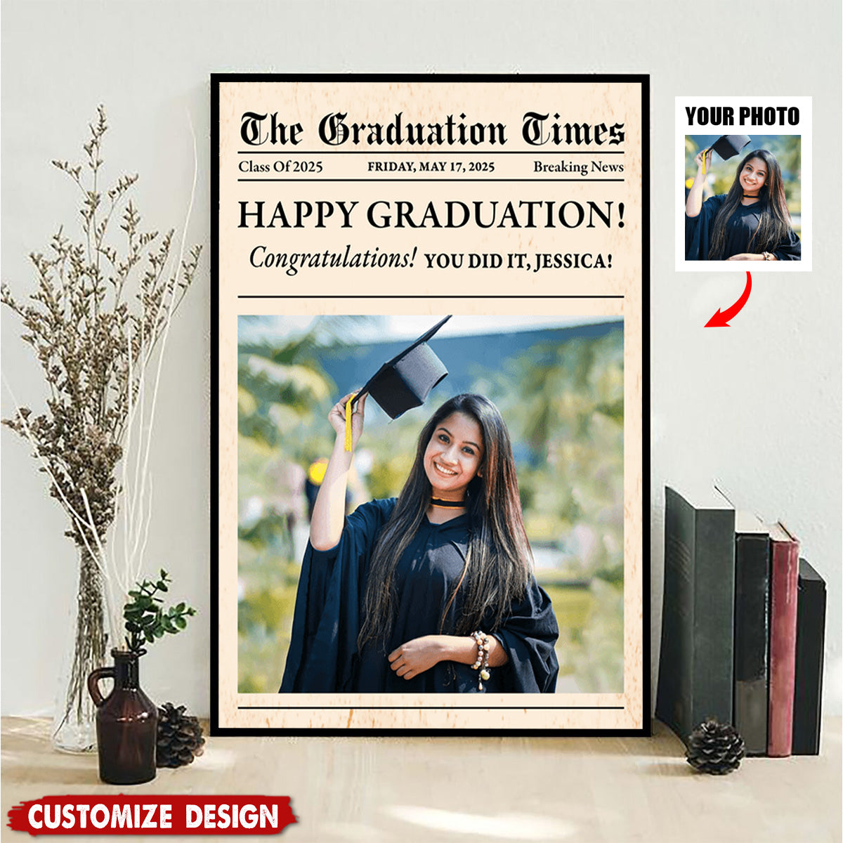 Newspaper Graduation 2025 - Personalized Graduation Poster