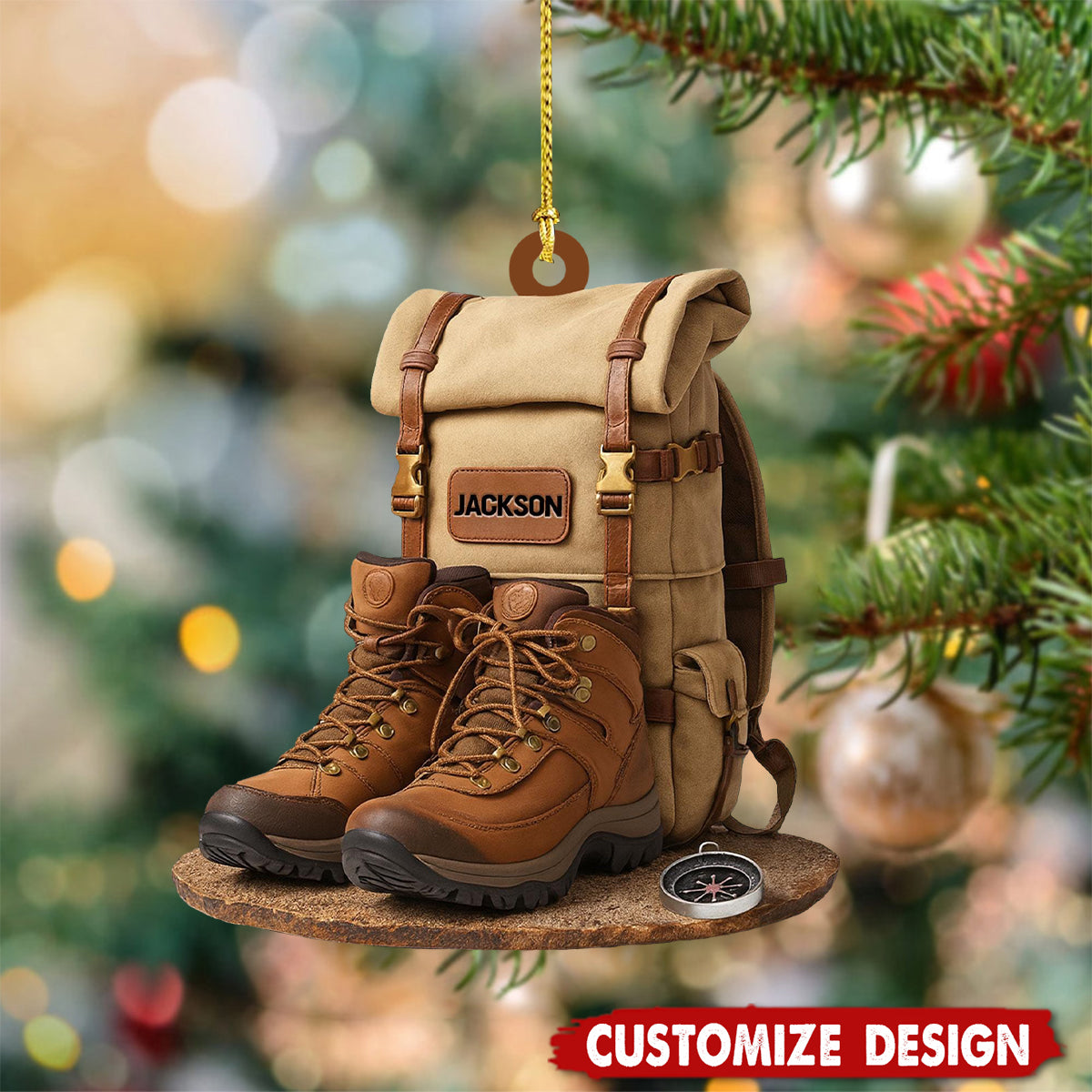 Personalized Hiking 2D Flat Acrylic Ornament, Custom Hiking Lovers Christmas Ornament, Unique Camping Lover Gift, Xmas Gift For Hiking Club