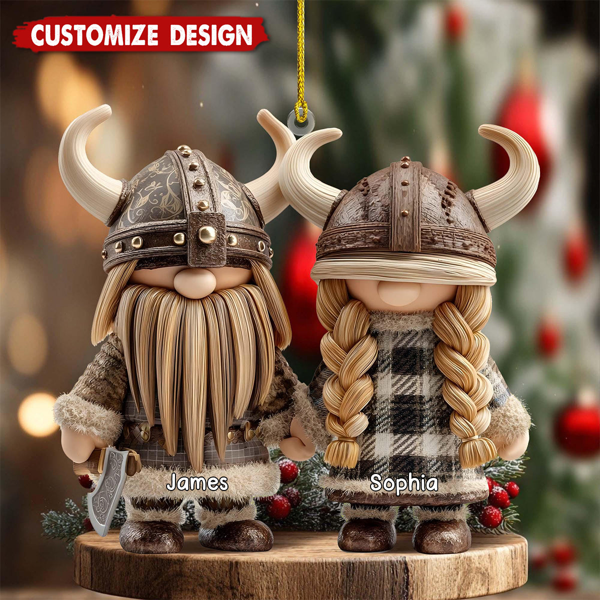 Personalized Viking Couple Christmas Ornament