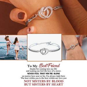 For Friend - Not Sisters By Blood But Sisters By Heart Double Heart Bracelet