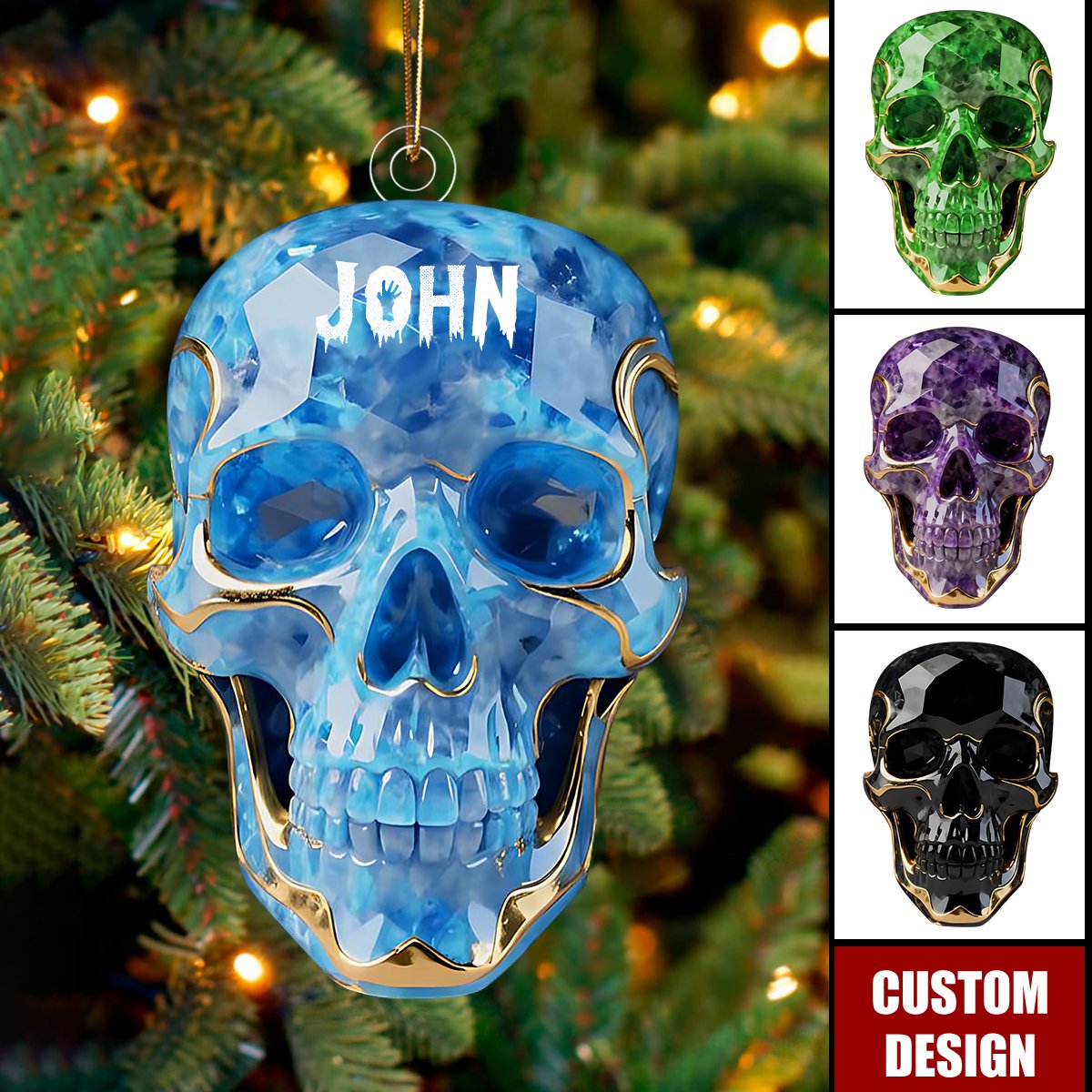 Beautiful Skull - Personalized Skull Christmas Ornament