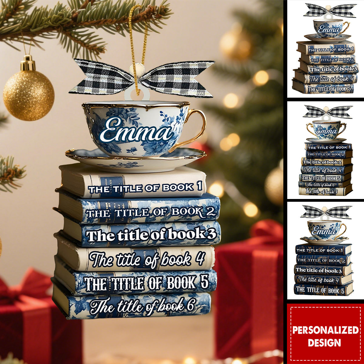Personalized Book Lover Christmas Tree Ornament Gift For Librarians & Bibliophiles