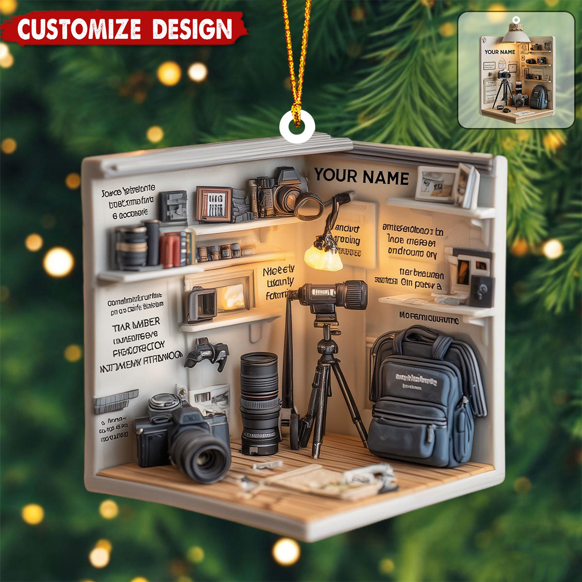 Personalized Camera Christmas Ornament-Gift For Photographer