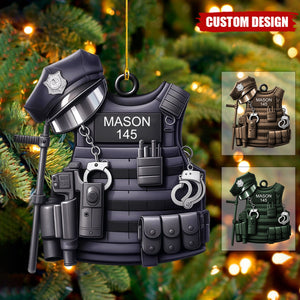 Personalized Police Vest Ornament – Christmas Gift For Policeman