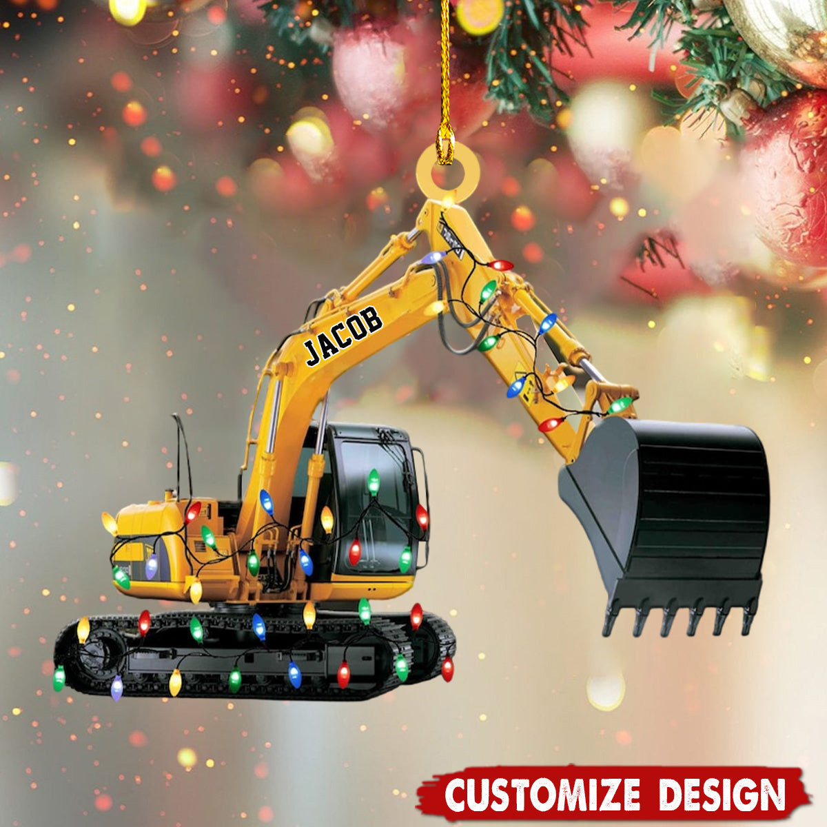 Personalized Excavator Led Light Christmas Ornament-New Release