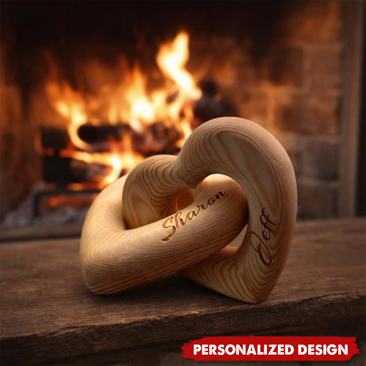 Personalized Infinity Heart Wood Sculpture-Valentine’s Day Gift