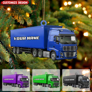 Personalized Semi Truck Christmas Ornament