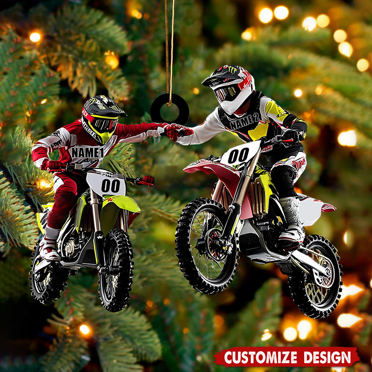 Personalized Motocross Partner Christmas Ornament -  Gift For Motorbike Driver