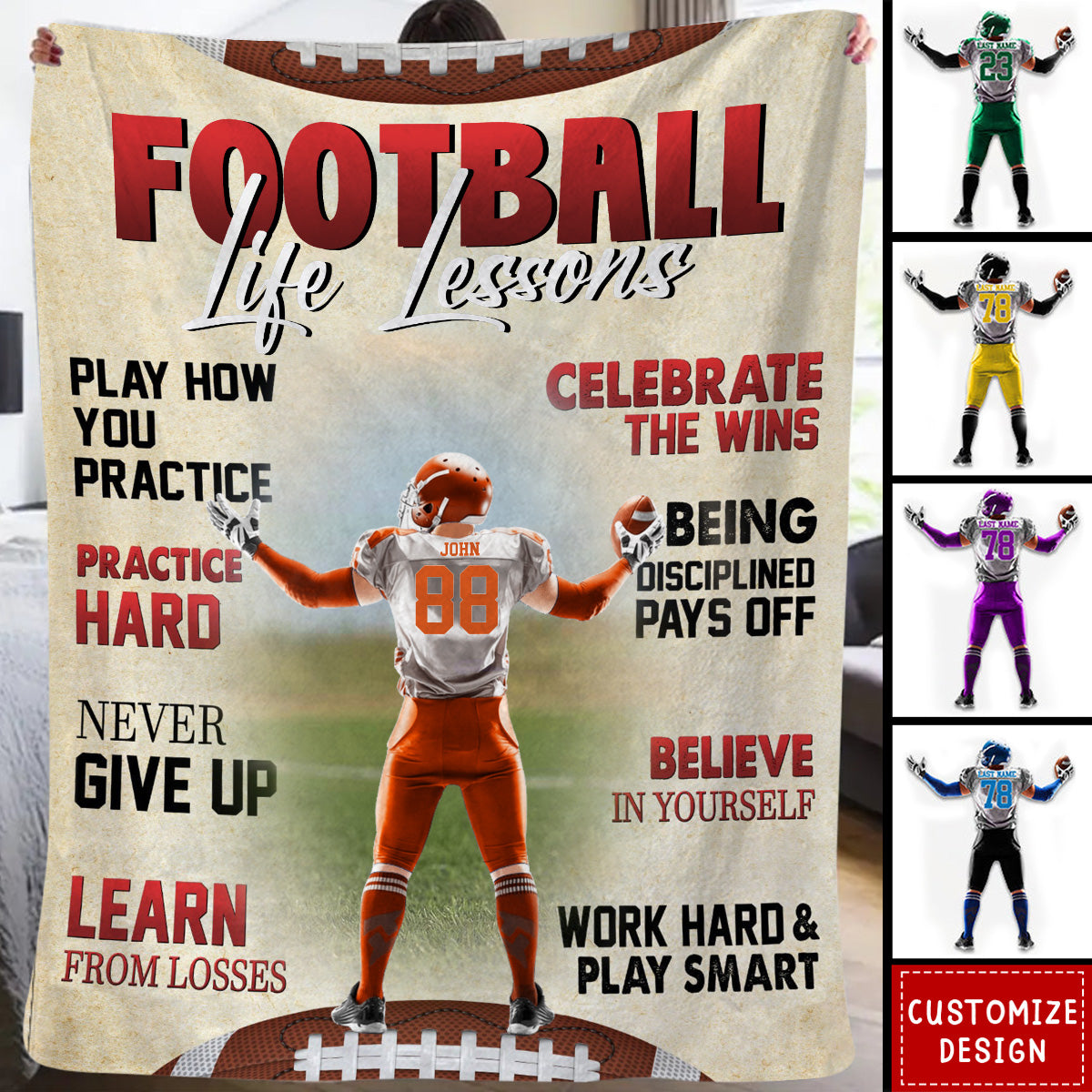 Personalized American Football  Blanket - Gift For American Football Lover