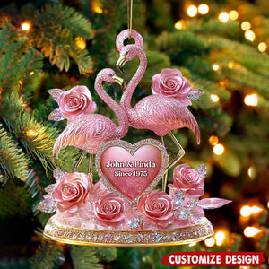 Personalized Flamingo Couple Ornament