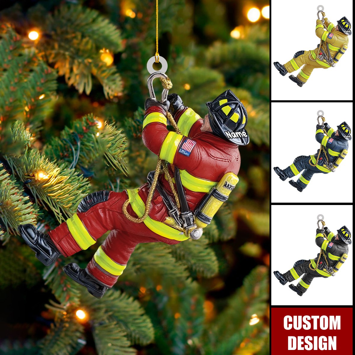 Personalized Firefighter Christmas Ornament - Custom Fireman Gift