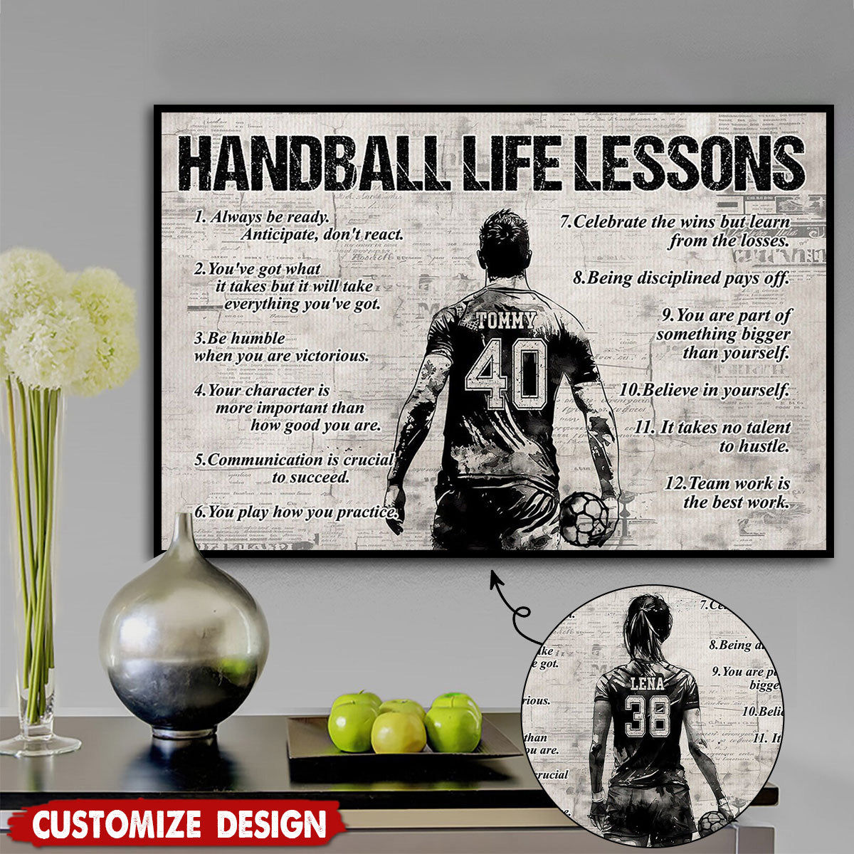 Personalized Handball Life Lessons Poster-Gift For Handball Lovers