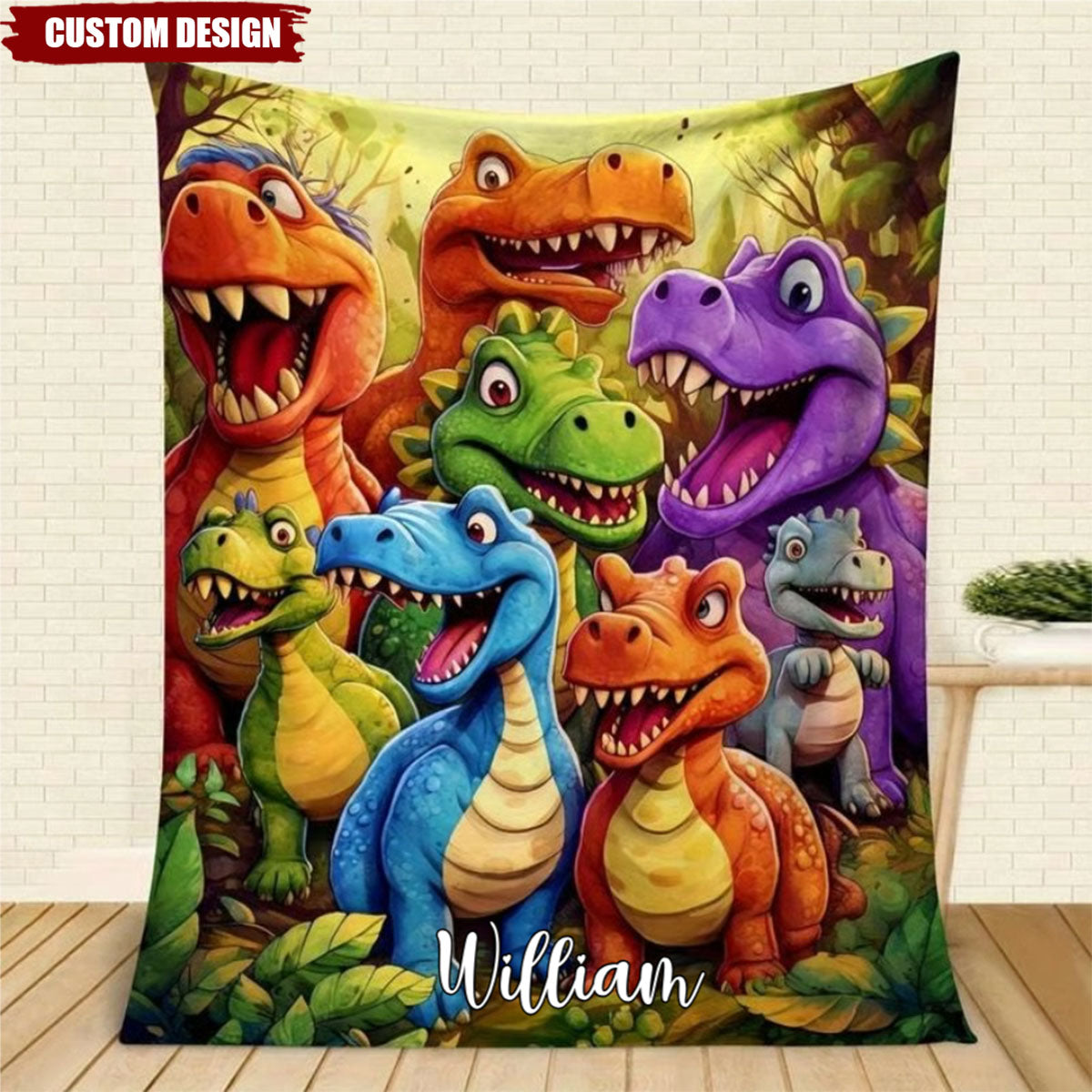 Personalized Dinosaurs Flannel Kid Blanket
