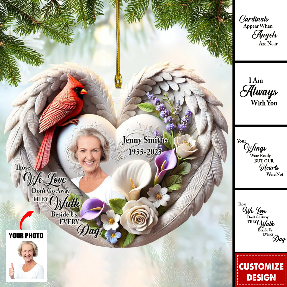 Cardinals Appear When Angels Are Near, Personalized Memorial Cardinal Custom 2D Flat Acrylic Ornament