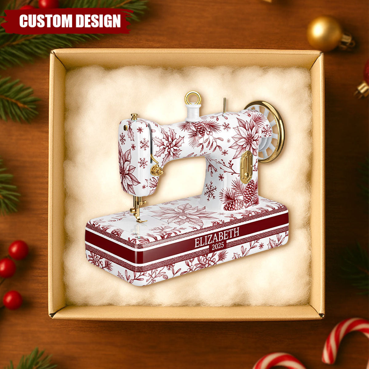 Sewing Toile de Jouy Acrylic Ornament