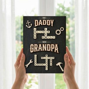Personalized Scrabble Family Name 2-Layered Wooden Plaque - Gift For Grandpa