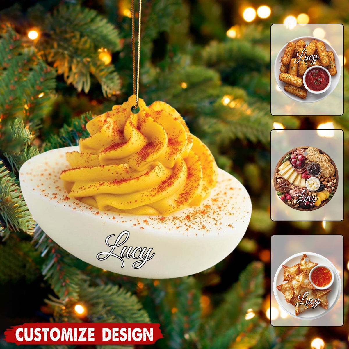 Personalized Funny Food Christmas Ornament - Gift For Foodie