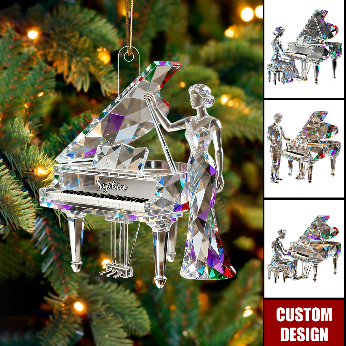 Personalized Piano Christmas Ornament