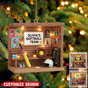 Personalized Softball Christmas Ornament
