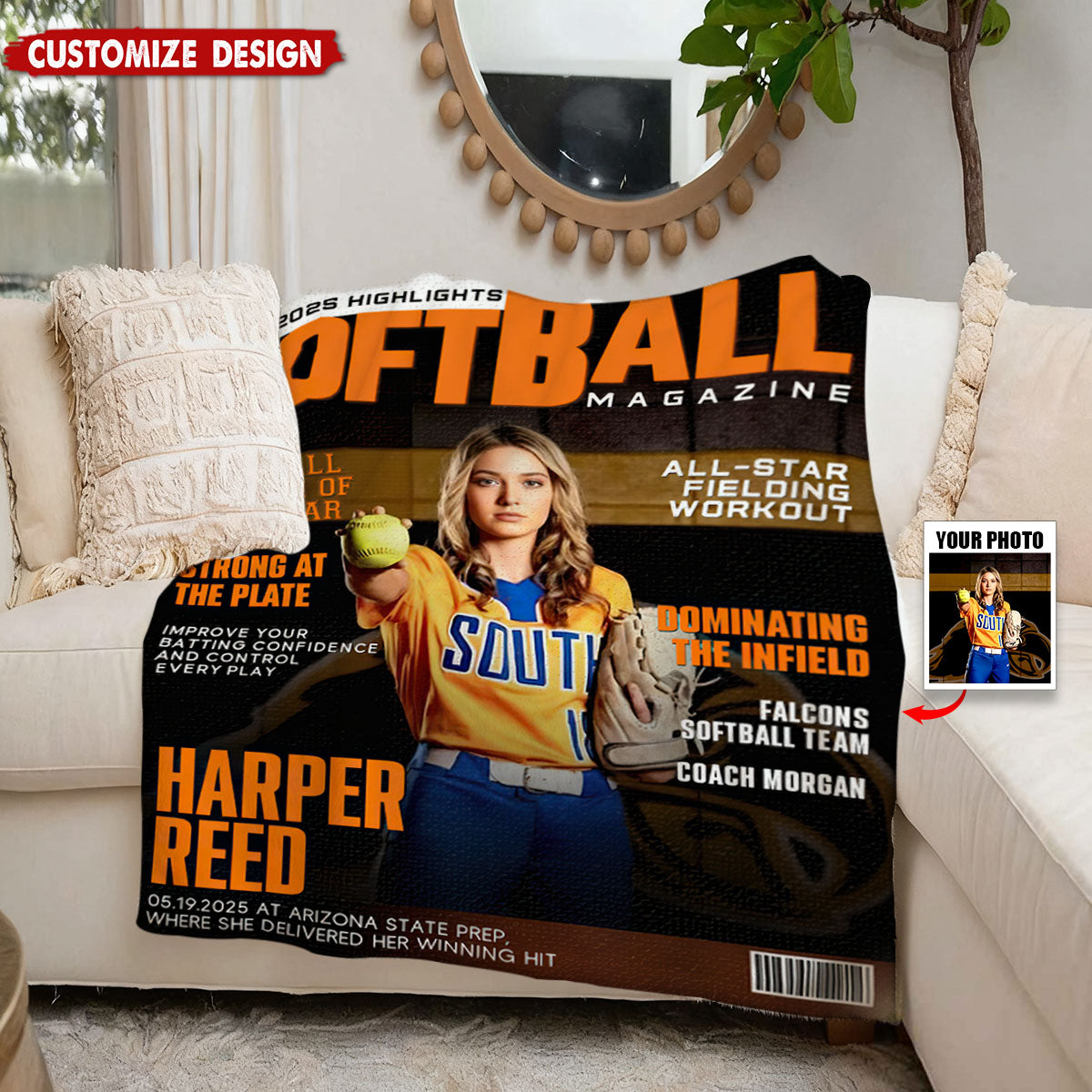 Personalized Softball Blanket - Gifts For Softball Player