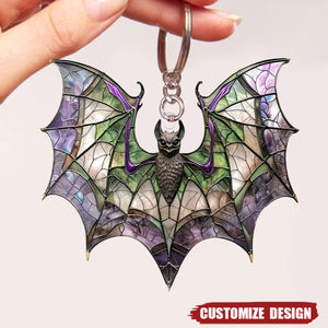 Bat Purple Acrylic Keychain - Bat lovers gift
