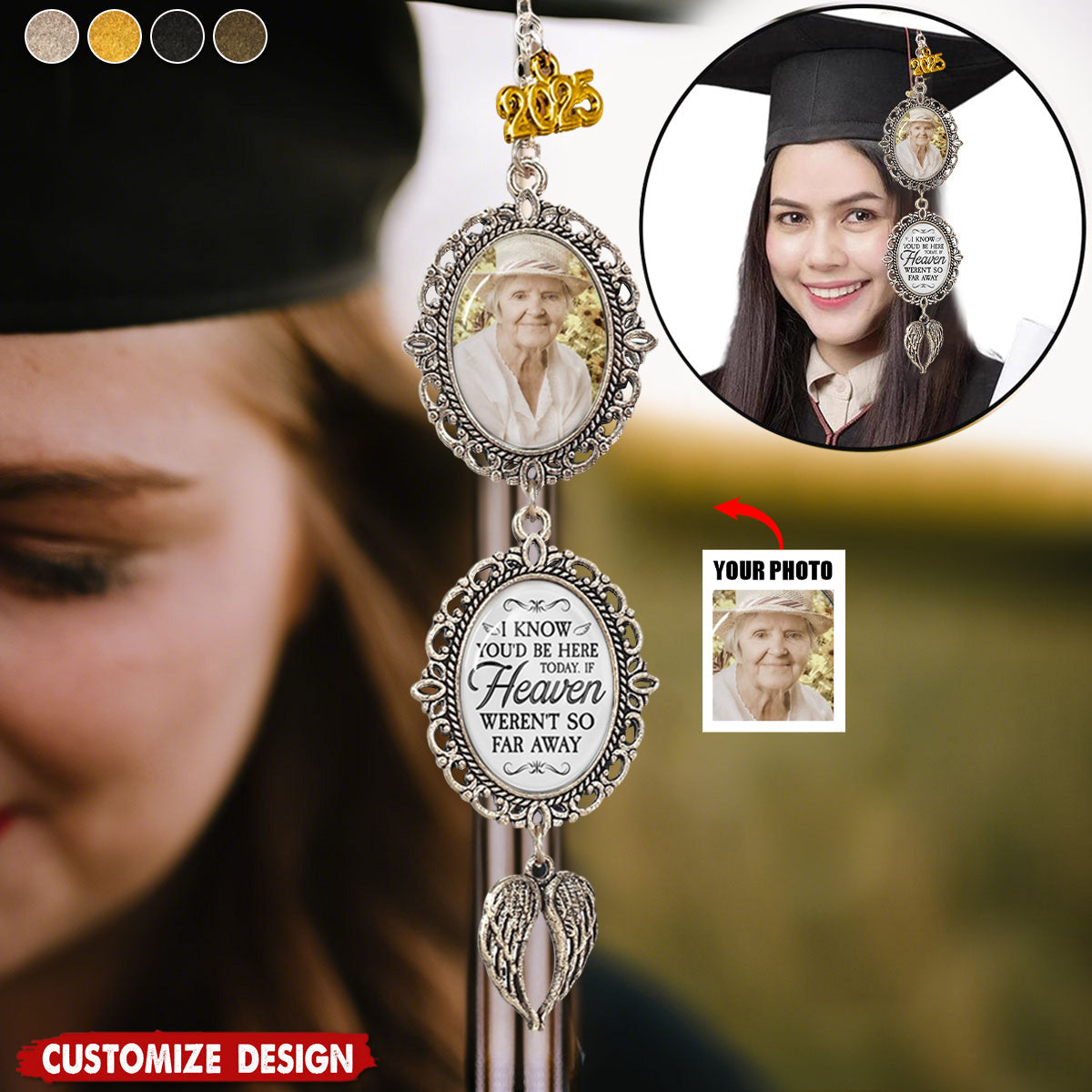 Personalized Class Of 2025 Graduation Tassel Photo Charm