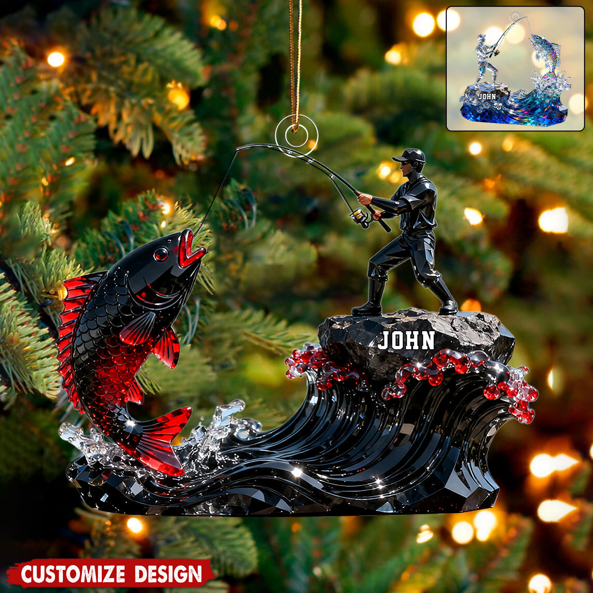 Personalized Fishing Christmas Ornament