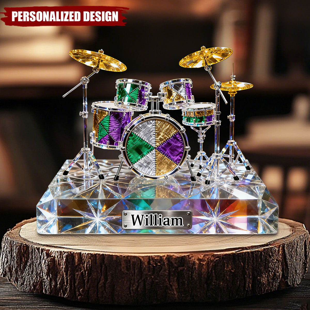 Personalized Stained Glass Drum Set Acrylic Plaque