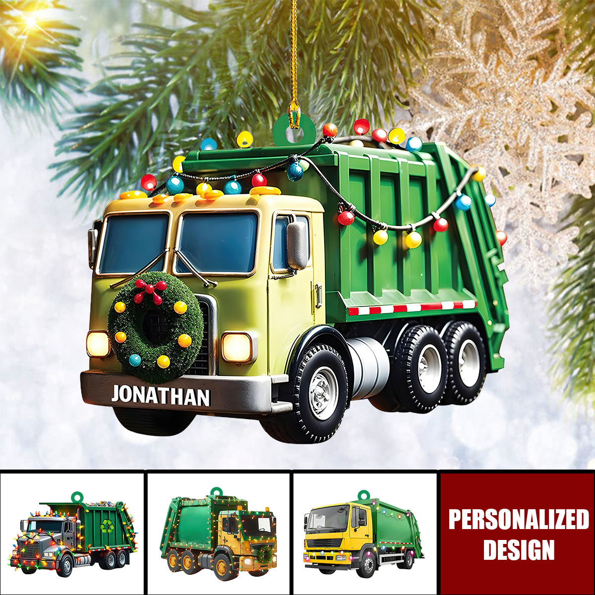 Personalized Garbage Truck Ornament-Gift for Sanitation Workers, Waste Management Staff, Truck Drivers