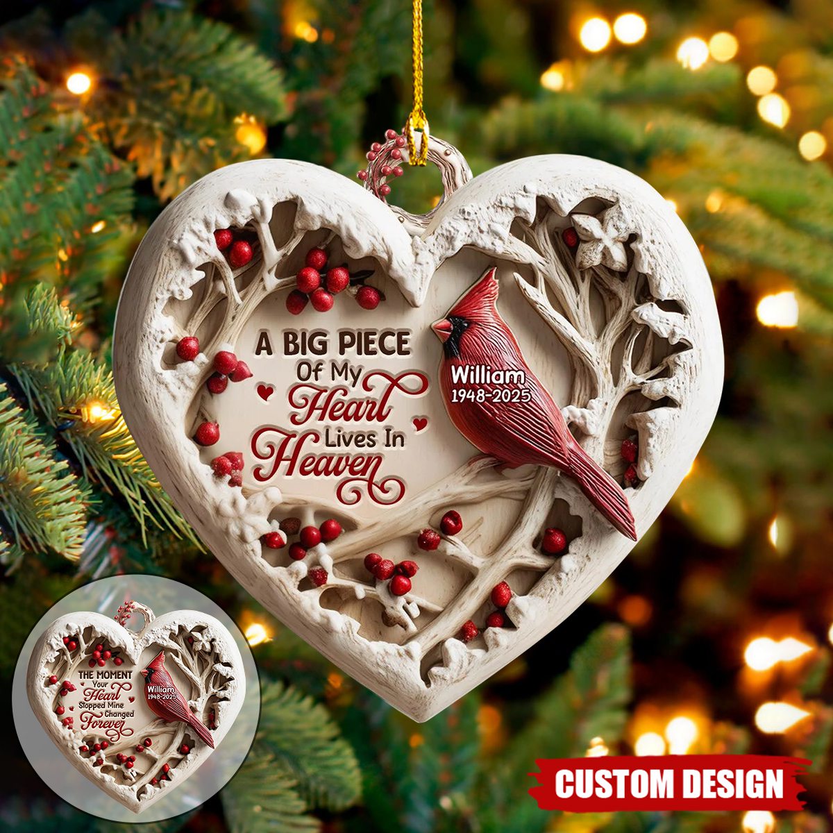Personalized Cardinal Memorial Ornament