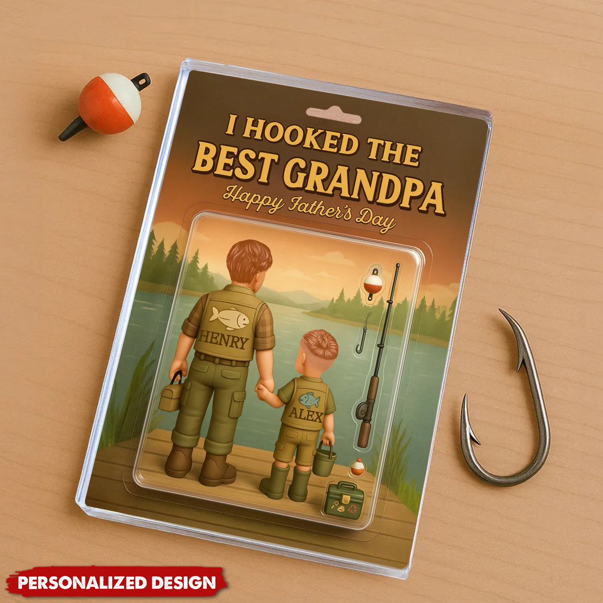 I Hooked the Best Dad Fishing-Personalized Acrylic Plaque-Father's Day Gift