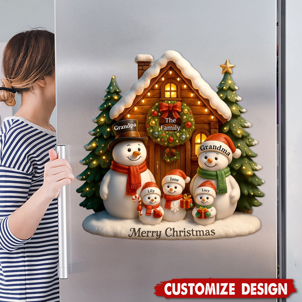 Personalized Christmas Snowman Family Decal