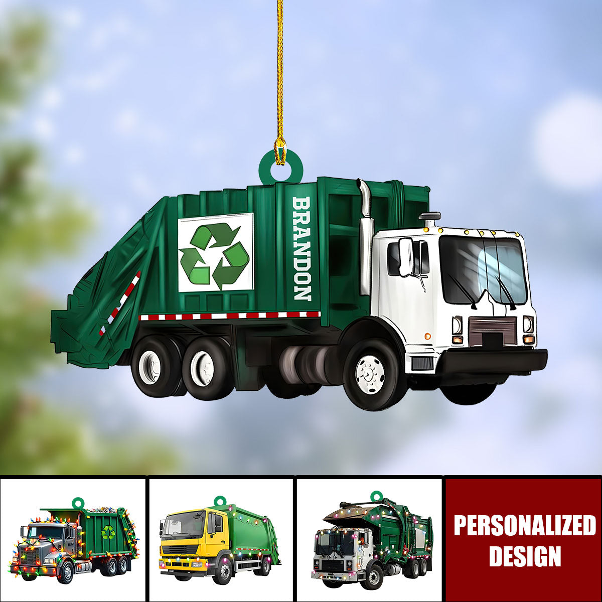Personalized Garbage Truck Ornament-Gift for Sanitation Workers, Waste Management Staff, Truck Drivers