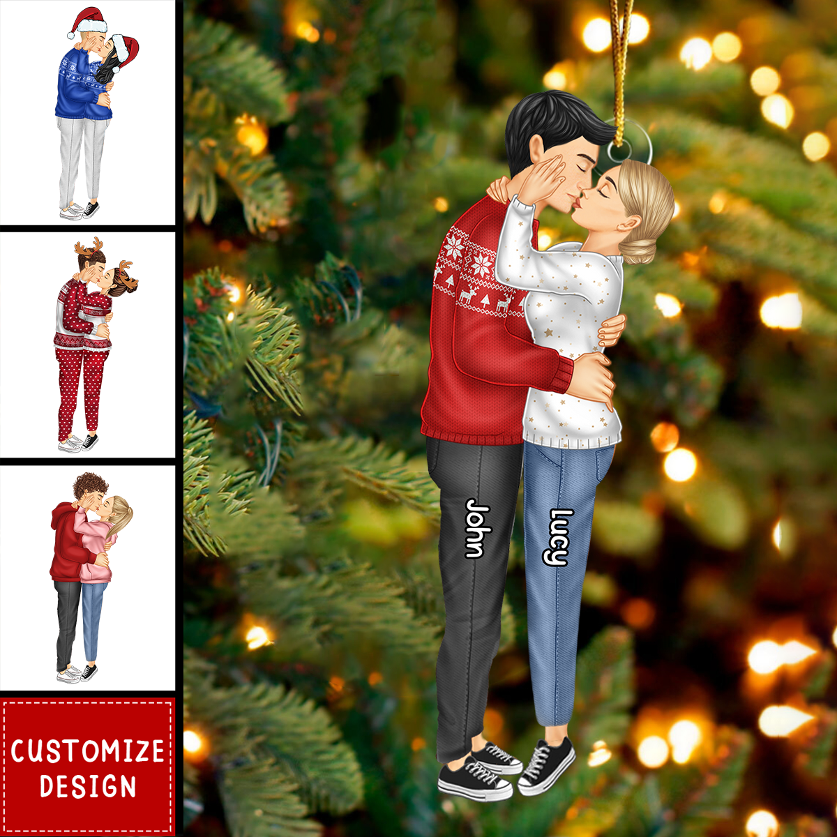 Personalized Couple Kiss&Hug Romantic Ornament - Gift For Couple