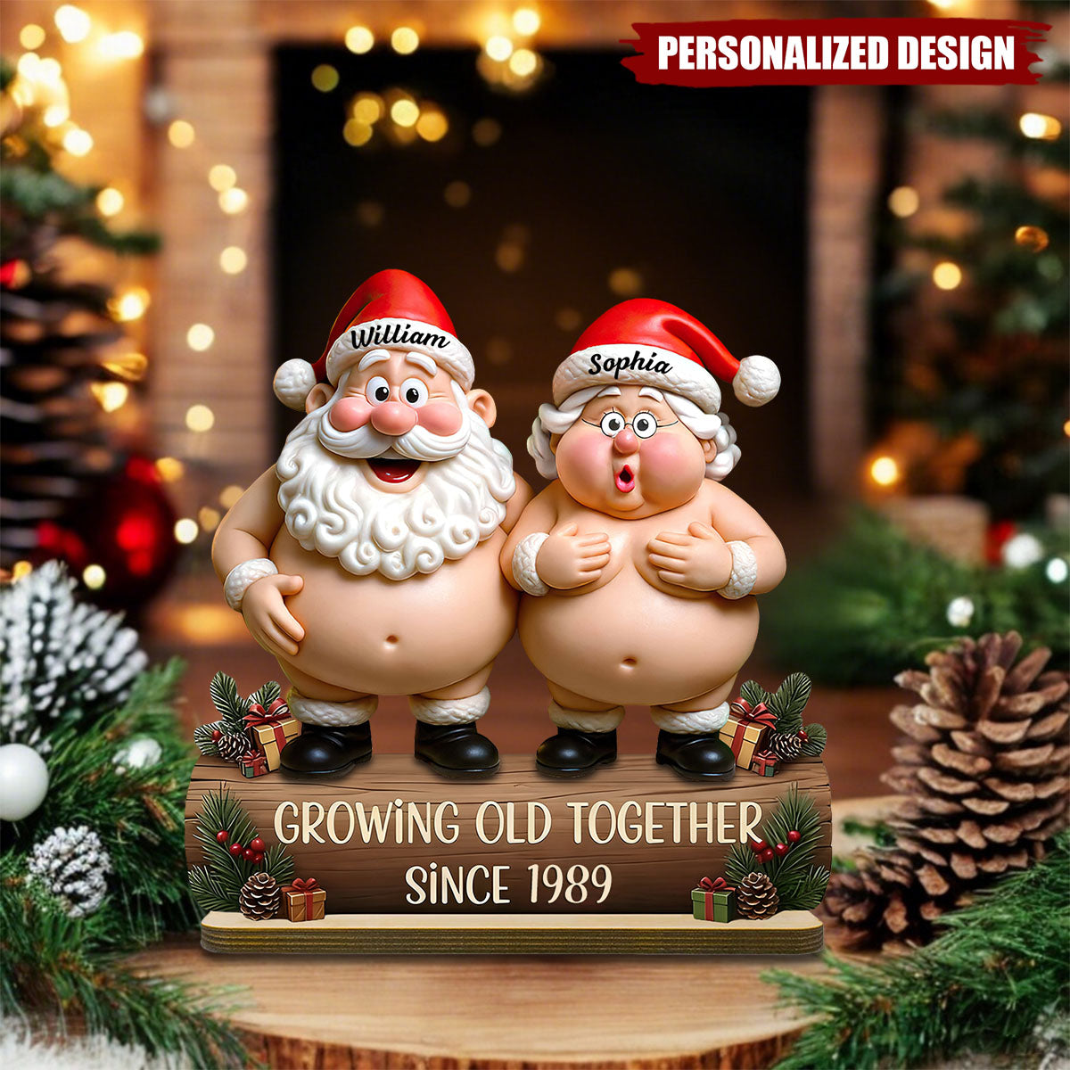 Growing Old Together-Personalized Couple Christmas Plaque-Gift For Couples And Parents