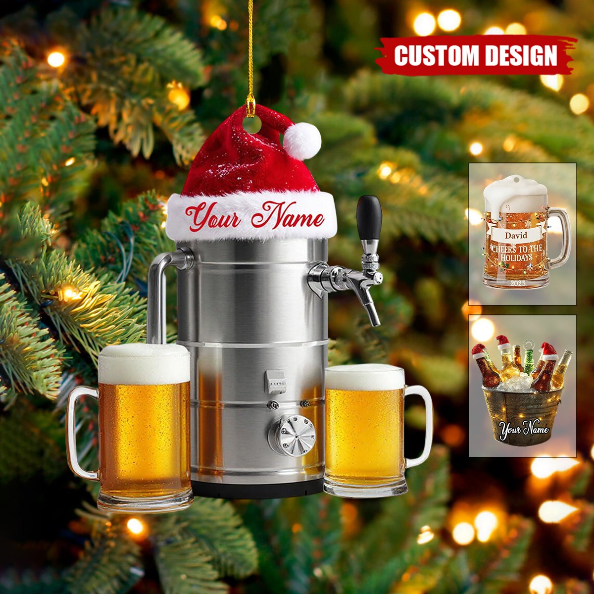 Personalized Beer Christmas Ornament - Unique Holiday  Gift for Beer Lover
