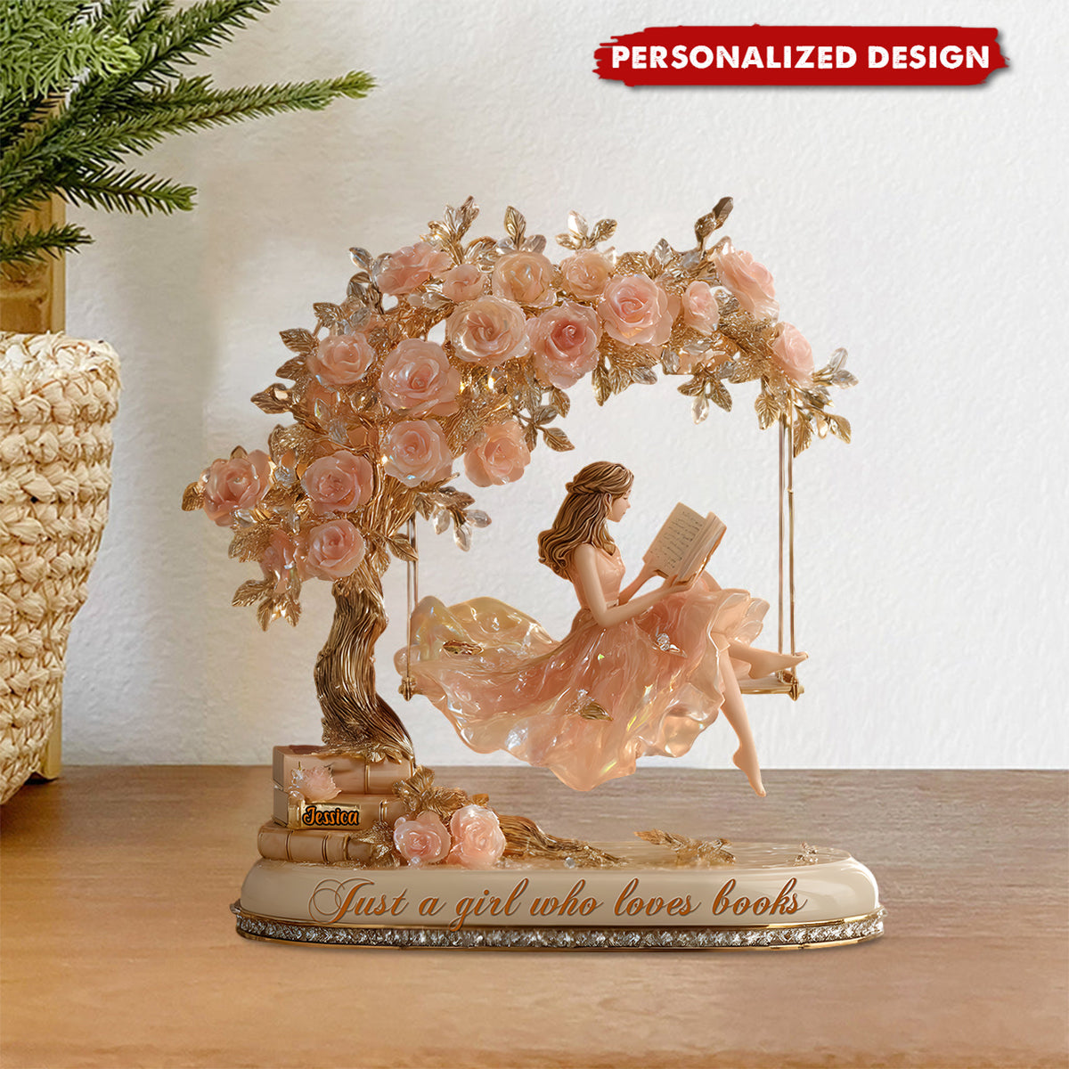 Just A Girl Who Loves Books-Personalized Book Shaped Acrylic Plaque