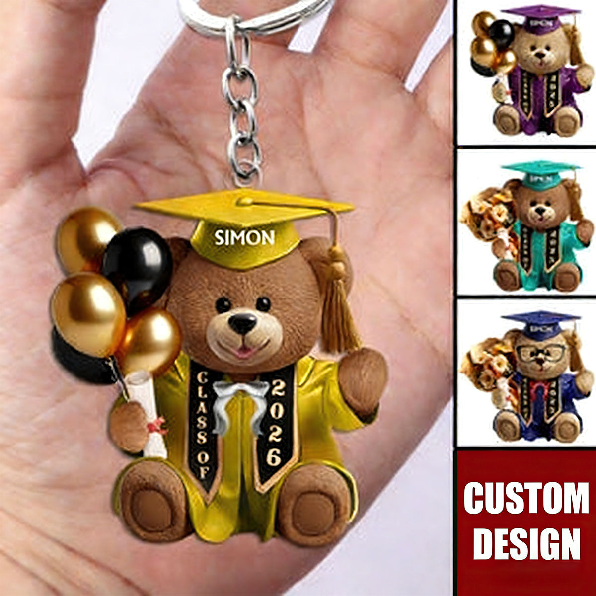 Graduation Bear - Personalized Keychain