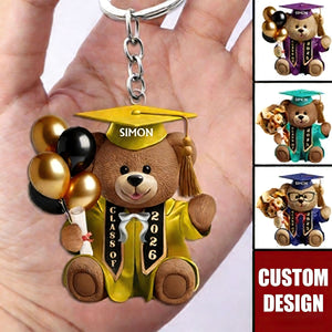 Graduation Bear - Personalized Keychain