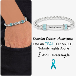 Ovarian Cancer Awareness-Teal Round Diamond Infinity Bracelet