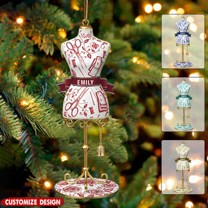 Personalized Toile De Jouy Tailor Christmas Ornament