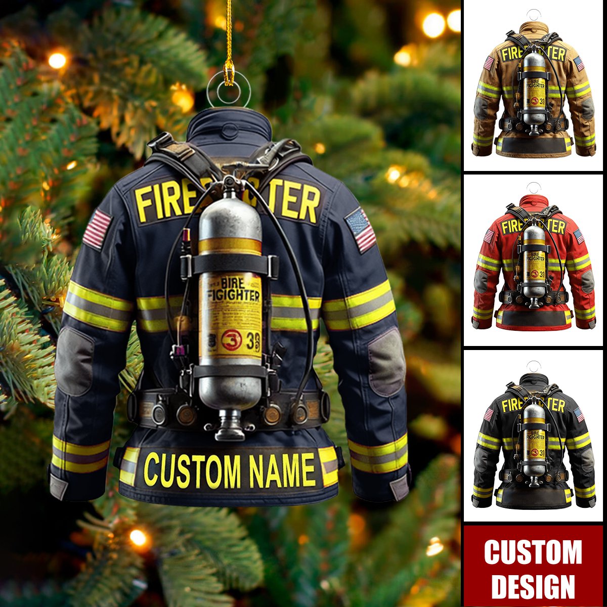 Christmas Personalized Firefighter Uniform Ornament - Gift For Firefighter